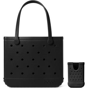 BOGG BAG – Medium Tote (Black) + Call Me Bogg (Black) – 15in L x 5in W x 12.5in H – Beach, Pool, Boat, Sports – All Purpose EVA – Lightweight, Washable, Durable