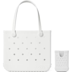 BOGG BAG – Medium Tote (For Shore White) + Call Me Bogg (For Shore White) – 15in L x 5in W x 12.5in H – Beach, Pool, Boat, Sports – All Purpose EVA – Lightweight, Washable, Durable