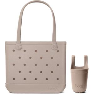 BOGG BAG – Medium Tote (Mushroom) + Bevy (Mushroom) – 15in L x 5in W x 12.5in H – Beach, Pool, Boat, Sports – All Purpose EVA – Lightweight, Washable, Durable