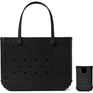 BOGG BAG – Original, Large Tote (Black) + Call Me Bogg (Black) – 19in L x 9in W x 14in H – Beach, Pool, Boat, Sports – All Purpose EVA – Lightweight, Washable, Durable