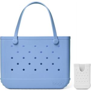 BOGG BAG – Original, Large Tote (Carolina on My Mind) + Call Me Bogg (For Shore White) – 19in L x 9in W x 14in H – Beach, Pool, Boat, Sports – All Purpose EVA – Lightweight, Washable, Durable