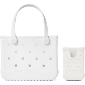 BOGG BAG Bitty, Small Tote (For Shore White) + Call Me Bogg (For Shore White) – 11” x 8.5” x 4.5” – Beach, Pool, Boat, Sports – All Purpose EVA – Lightweight, Washable, Durable