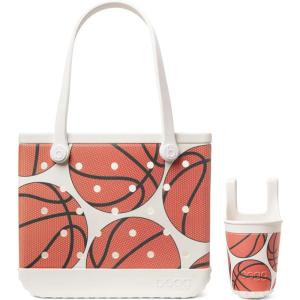BOGG BAG Medium Tote (Hoop Dreams) + Bevy (Hoop Dreams) – 15in L x 5in W x 12.5in H – Beach, Pool, Boat, Sports – All Purpose EVA – Lightweight, Washable, Durable