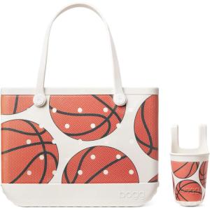 BOGG BAG Original, Large Tote (Hoop Dreams) + Bevy (Hoop Dreams) – 19in L x 9in W x 14in H – Beach, Pool, Boat, Sports – All Purpose EVA – Lightweight, Washable, Durable