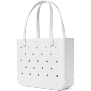 BOGG BAG Baby Medium Tote – 15” x 12.5” x 5” – Durable, Washable, Tip-proof – Beach, Pool, Boat, Work, Sports(For Shore White)