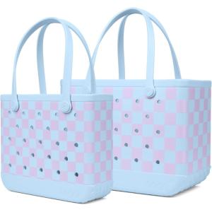 BOGG BAG Bundle – Original, Large 19” x 9” x 14” + Baby, Medium Tote 15” x 5” x 12.5” – Beach, Pool, Boat, Work, Sports (Checker Out)