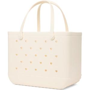 BOGG BAG Original Tote – Durable, Washable, Tip-proof – Beach, Pool, Boat, Work, Sports(Coconut Cutout Hearts)
