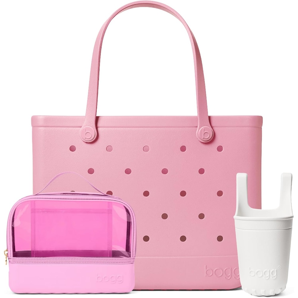 image:imageBOGG BAG Boggs N Ends Travel Organizer Pinky Taffy Original Large Tote Blowing Pink Bubbles Bevy Beverage Holder White Durable Washable Tipproof Beach Pool Boat Work Sports