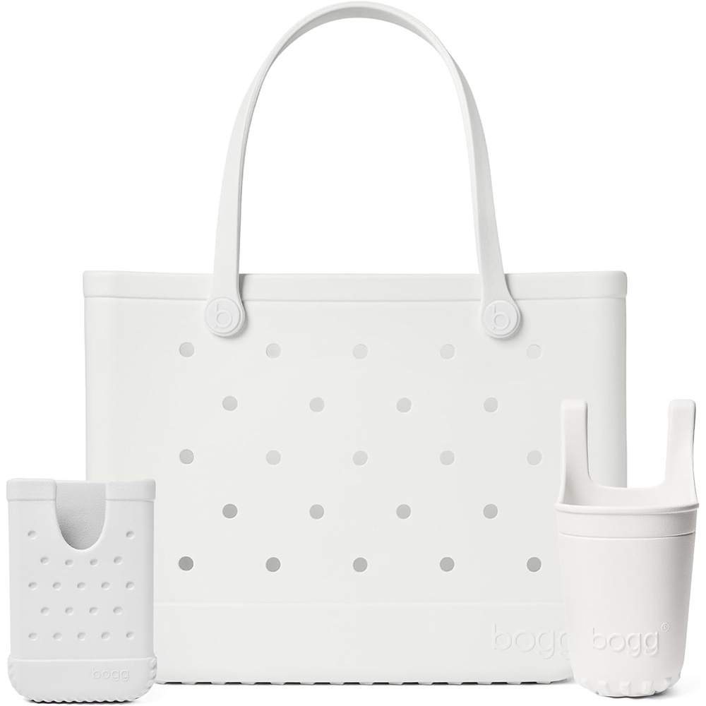 image:imageBOGG BAG Original Large Tote Bevy Beverage Holder Call Me Phone Holder For Shore White Durable Washable Tipproof Beach Pool Boat Work Sports