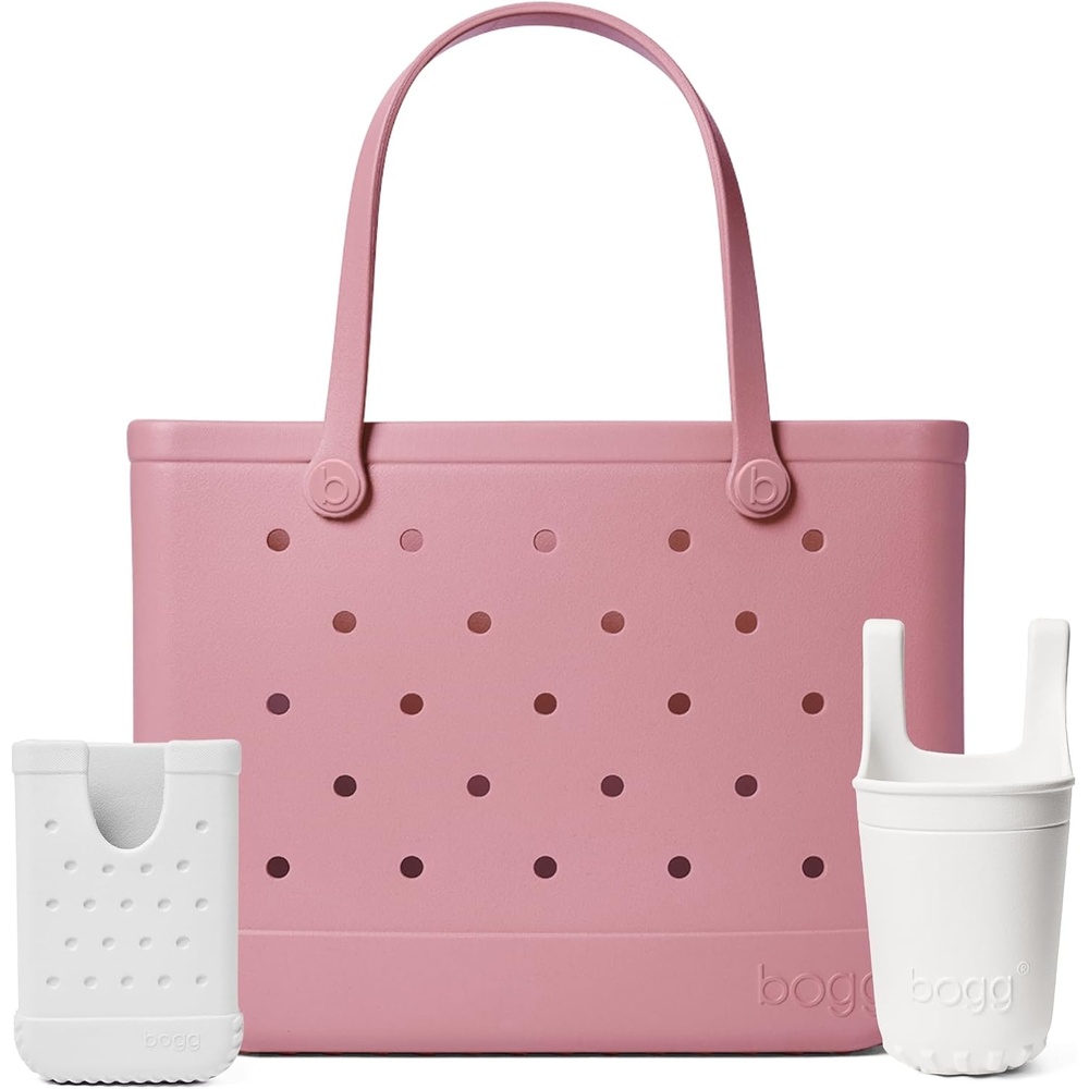 image:imageBOGG BAG Original Large Tote Blushing Bevy Beverage Holder amp Call Me Phone Holder For Shore White Durable Washable Tipproof Beach Pool Boat Work Sports