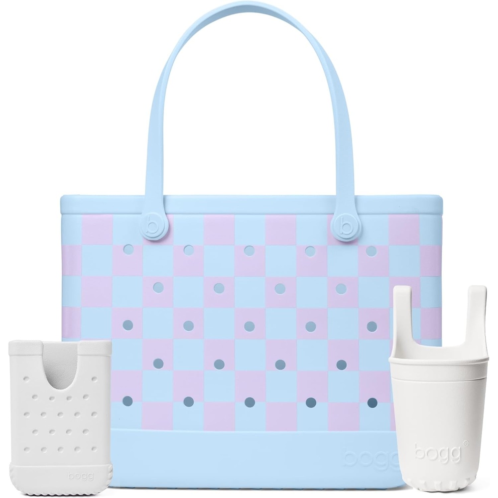 image:imageBOGG BAG Original Large Tote Checker Out Bevy Beverage Holder amp Call Me Phone Holder For Shore White Durable Washable Tipproof Beach Pool Boat Work Sports