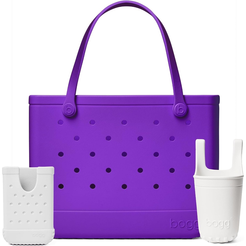 image:imageBOGG BAG Original Large Tote Houston We Have a Purple Bevy Beverage Holder amp Call Me Phone Holder For Shore White Durable Washable Tipproof Beach Pool Boat Work Sports
