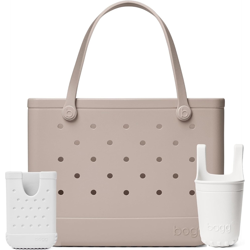 image:imageBOGG BAG Original Large Tote Mushroom Bevy Beverage Holder amp Call Me Phone Holder For Shore White Durable Washable Tipproof Beach Pool Boat Work Sports