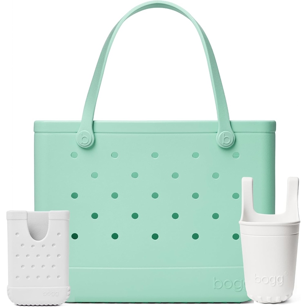 image:imageBOGG BAG Original Large Tote Under the Sea Foam Bevy Beverage Holder amp Call Me Phone Holder For Shore White Durable Washable Tipproof Beach Pool Boat Work Sports
