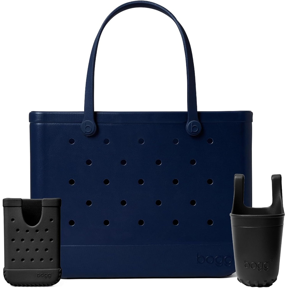 image:imageBOGG BAG Original Large Tote You Navy Me Crazy Bevy Beverage Holder amp Call Me Phone Holder For Shore White Durable Washable Tipproof Beach Pool Boat Work Sports